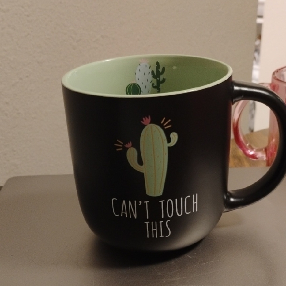 Cactus Design Black Mug